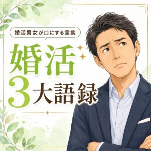 婚活中の独身男女が必ず口にする言葉、「婚活3大ブロック」。

婚活がなかなかうまくいかないとき、こんな言葉をつぶやいていませんか？
でも大丈夫。視点を変えれば、その言葉もプラスに変えることができます。